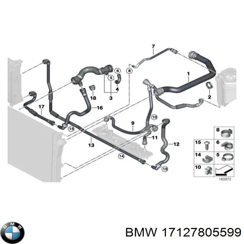 17127805599 BMW tubería de radiador arriba