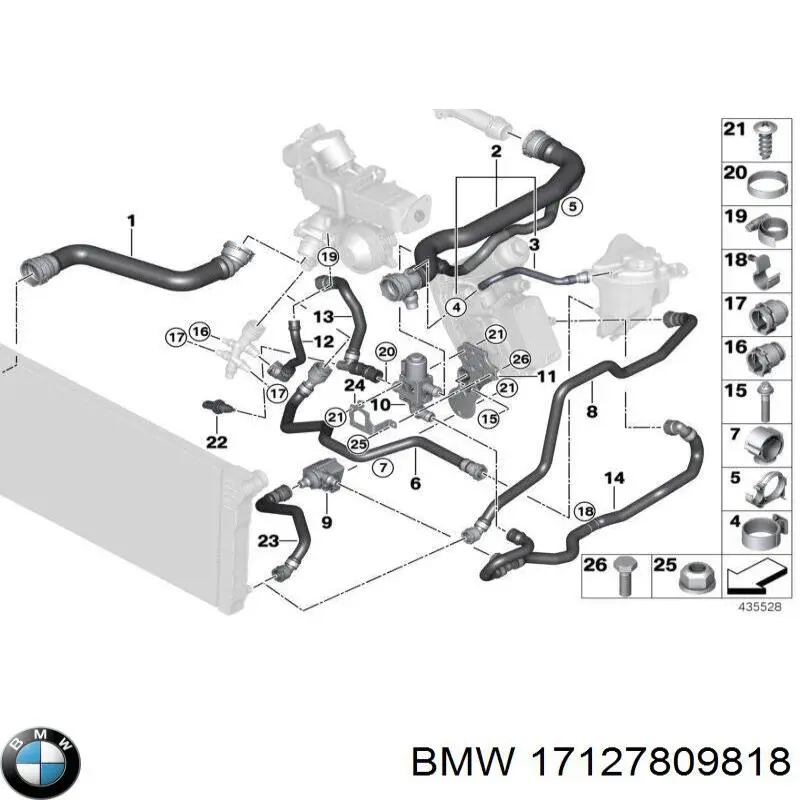 Comprar 17127809818 BMW Manguera superior del radiador