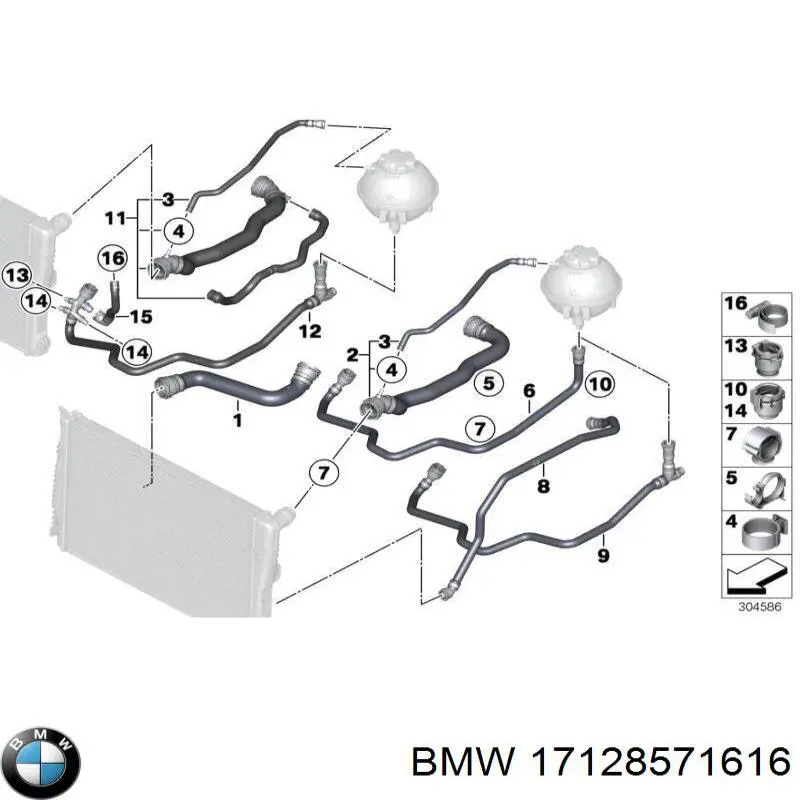 Manguera superior del radiador BMW 17128571616 precio, desde 68,06 EUR
