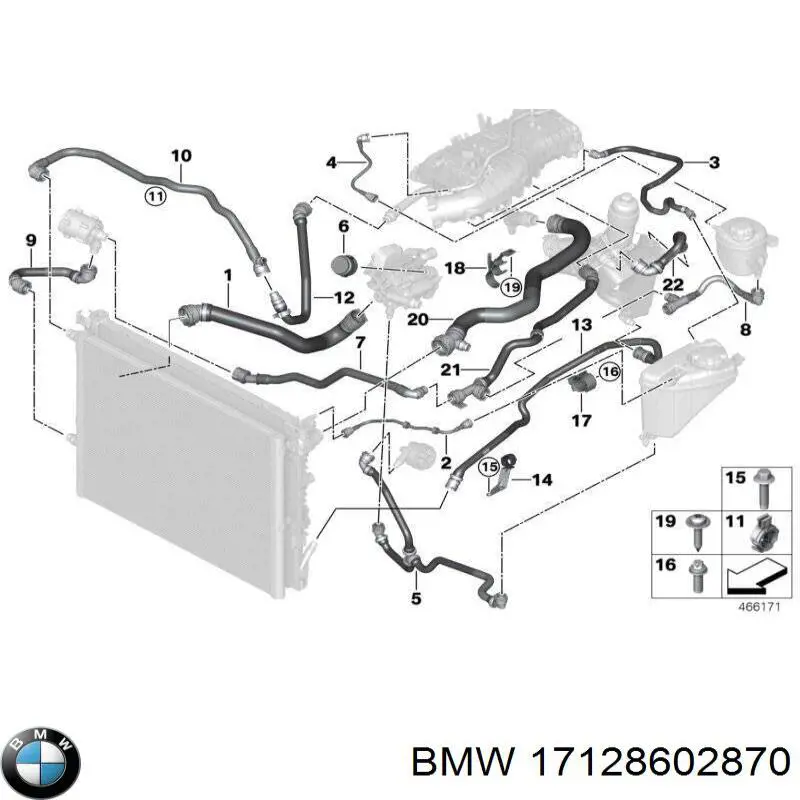 Manguera de refrigeración desde la bomba adicional a la bomba principal para BMW 5 (G30, F90)