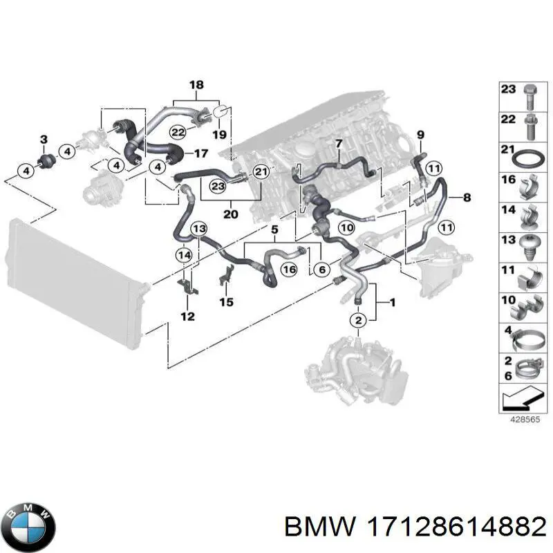 17128614882 BMW tubería de radiador arriba