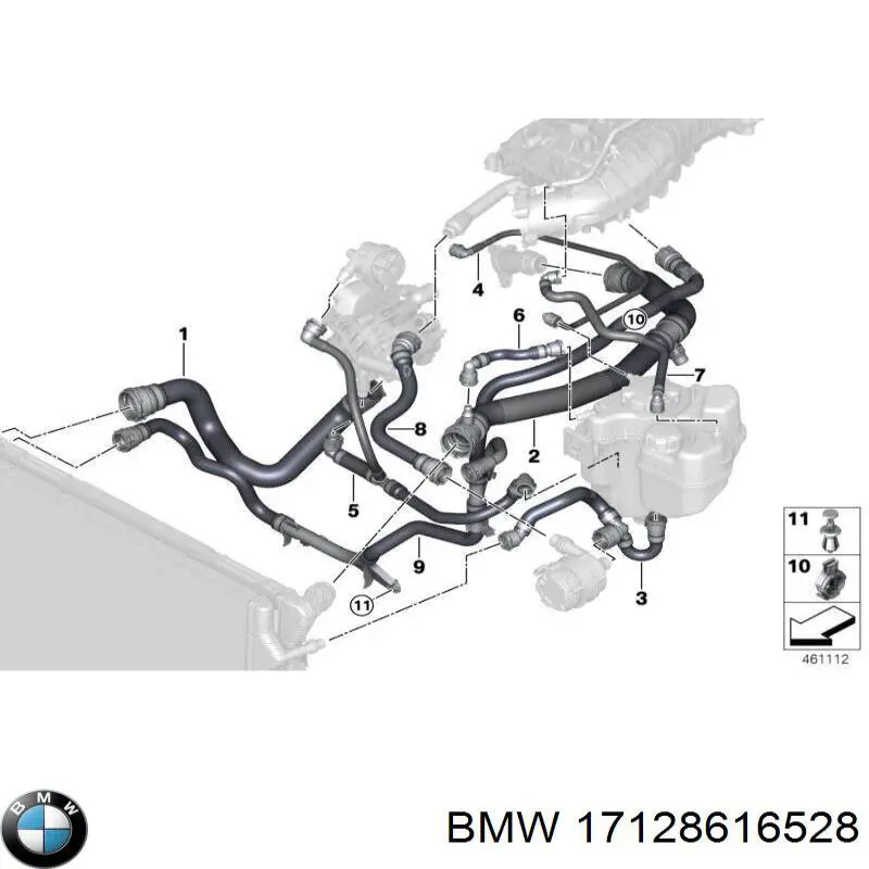 17128616528 BMW tubería de radiador arriba