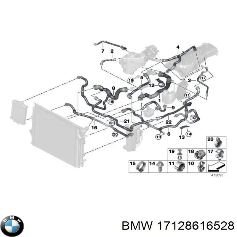 Comprar 17128616528 BMW Manguera superior del radiador
