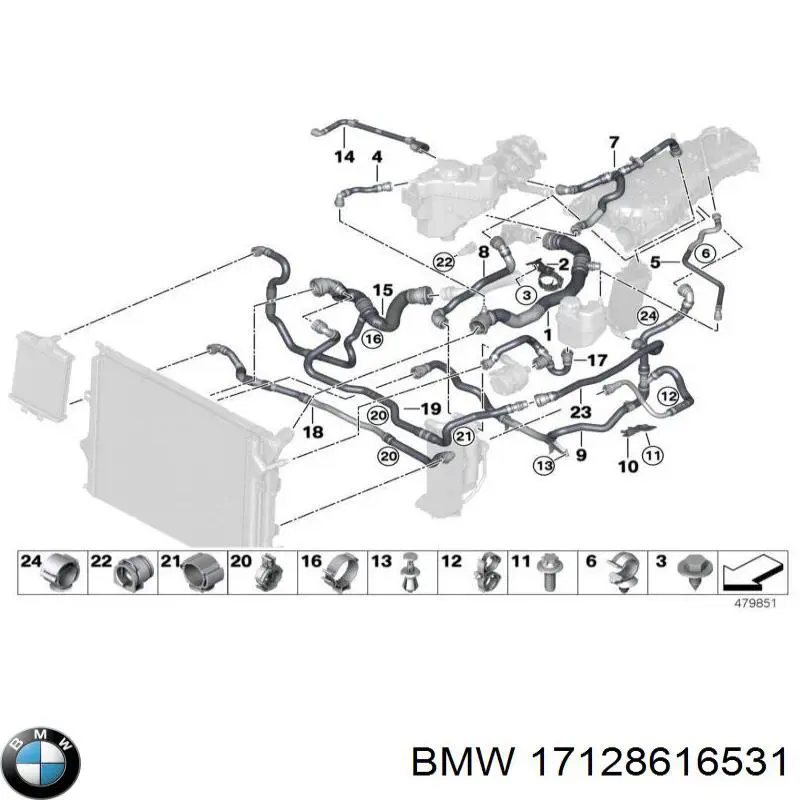 17128616531 BMW manguera (conducto del sistema de refrigeración)