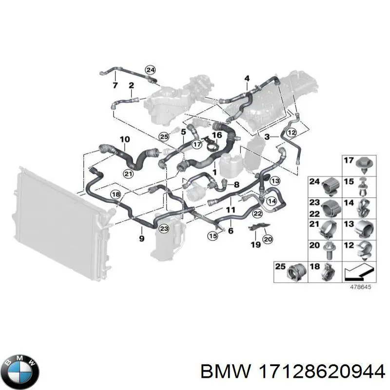 Manguito de líquido refrigerante BMW 17128620944 precio, desde 63,51 EUR