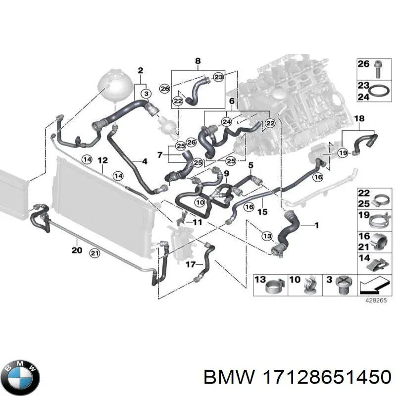 Tubería de radiador, tuberia flexible calefacción, superior para BMW 5 (F10)