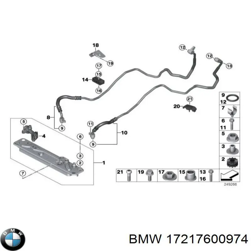 17217600974 BMW tubo (manguera de retorno del radiador de aceite (baja presión))