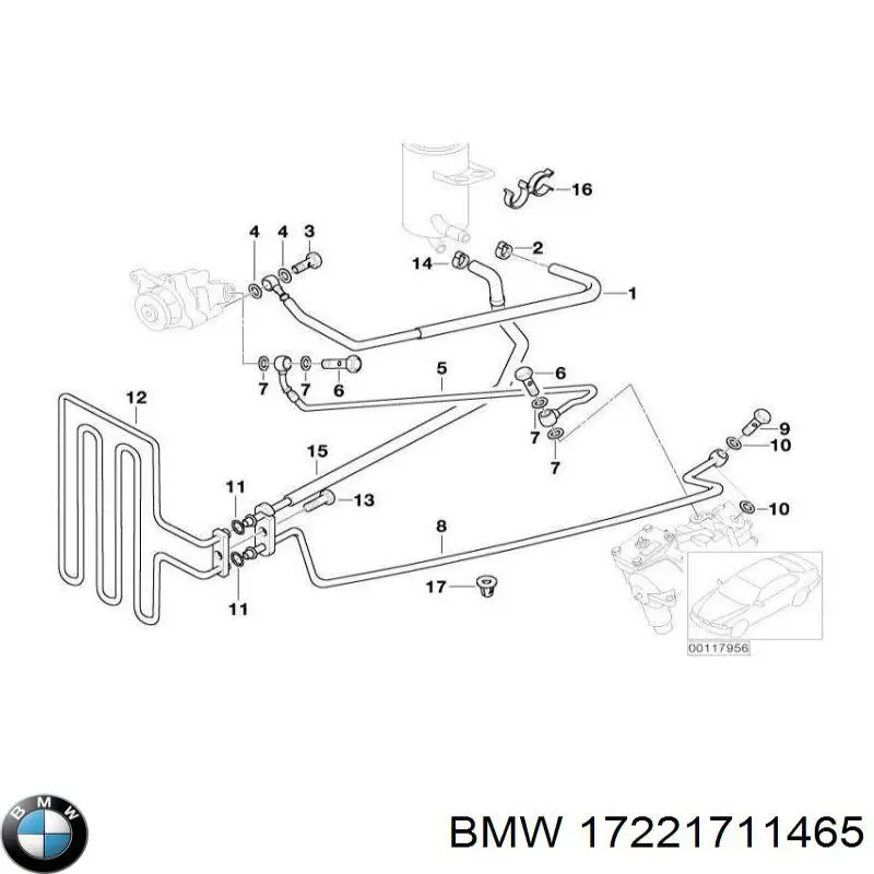 17221711465 BMW tubo (manguera de retorno del radiador de aceite (baja presión))