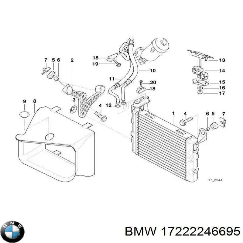 17222246695 BMW conducto refrigerante de bloque cilindros a radiador de aceite