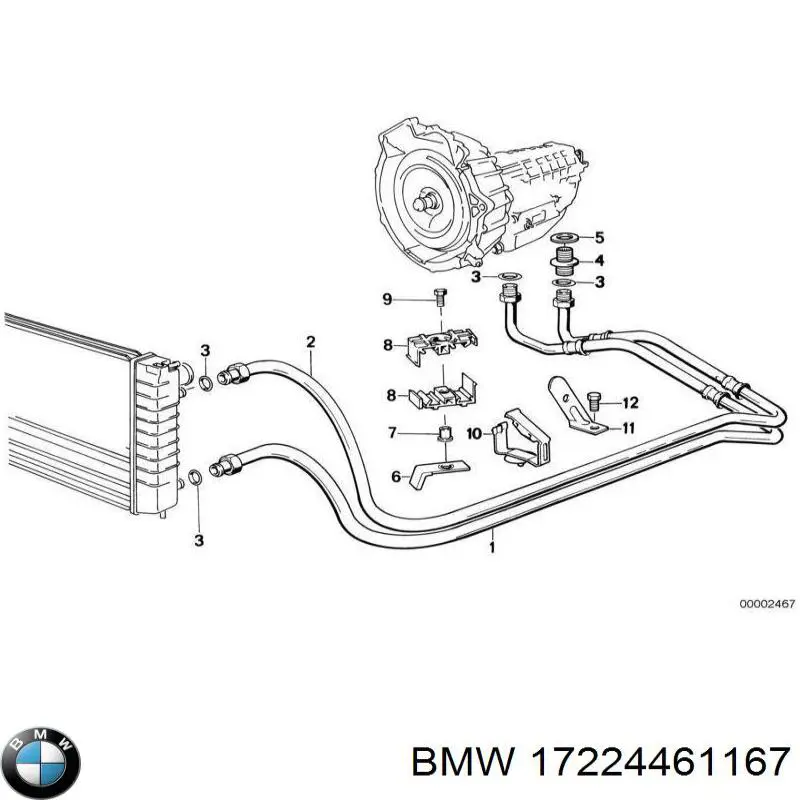 17224461167 BMW conducto refrigerante de bloque cilindros a radiador de aceite