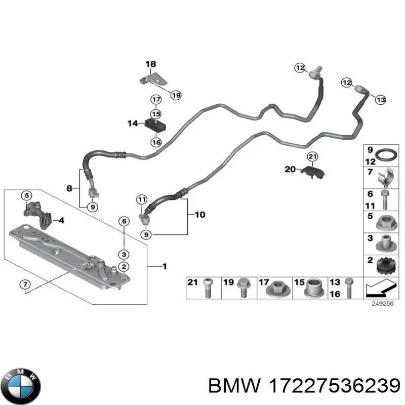 17227586440 BMW tubo manguera para enfriador de aceite, alta presion