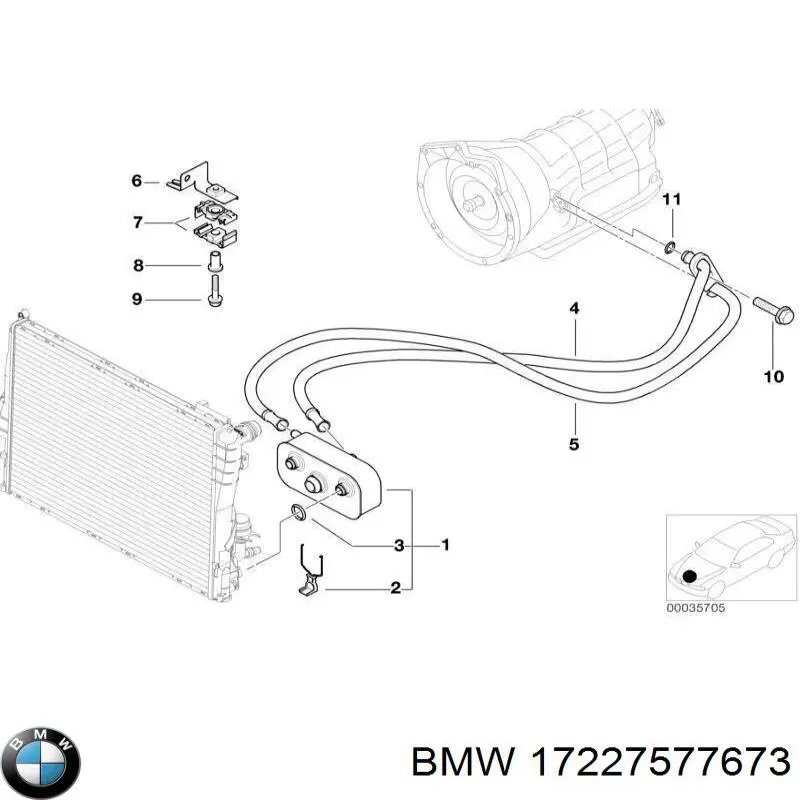 17227577673 BMW conducto refrigerante de bloque cilindros a radiador de aceite