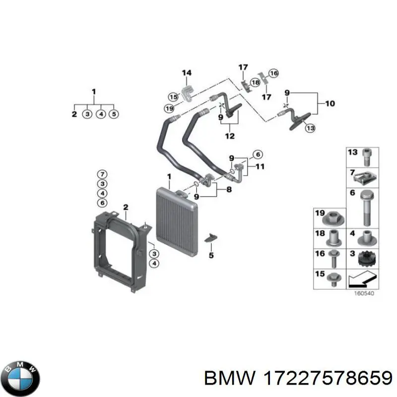 17227578659 BMW conducto refrigerante de bloque cilindros a radiador de aceite