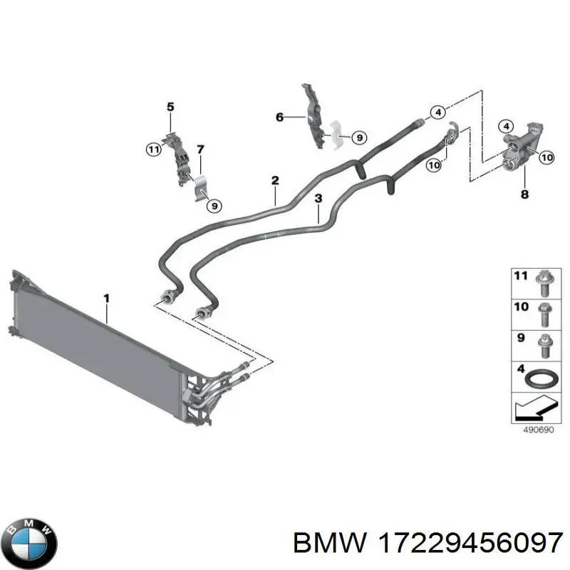 Tubo enfriador de aceite de transmisión automática, inferior para BMW X6 (G06, F96)