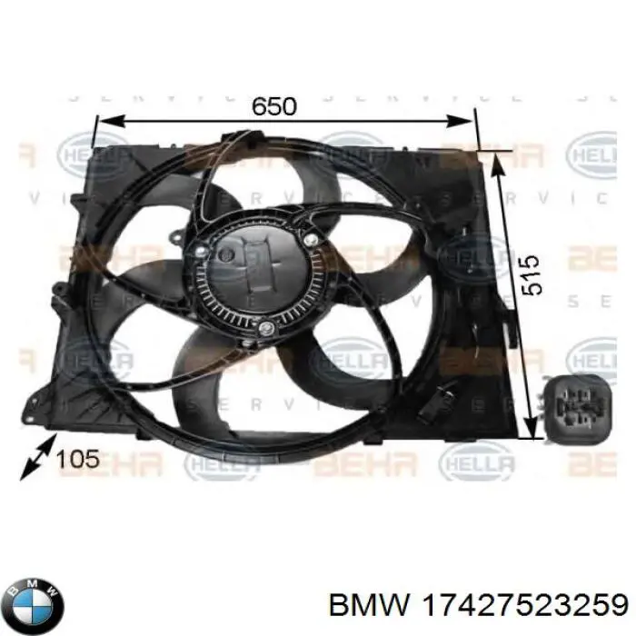 17427523259 BMW difusor de radiador, ventilador de refrigeración, condensador del aire acondicionado, completo con motor y rodete
