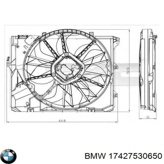 17427530650 BMW difusor de radiador, ventilador de refrigeración, condensador del aire acondicionado, completo con motor y rodete