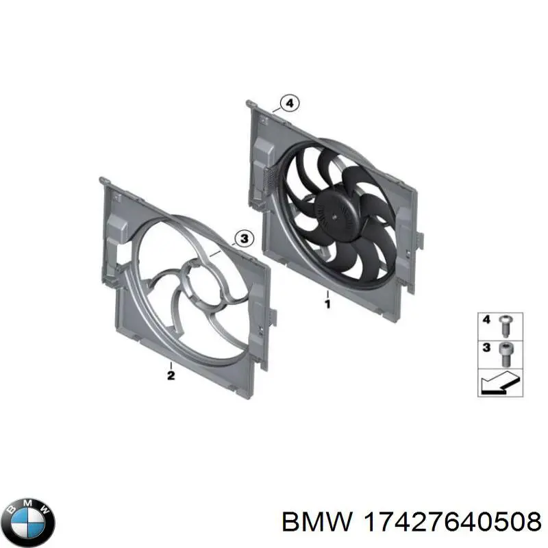 17427640508 BMW difusor de radiador, ventilador de refrigeración, condensador del aire acondicionado, completo con motor y rodete