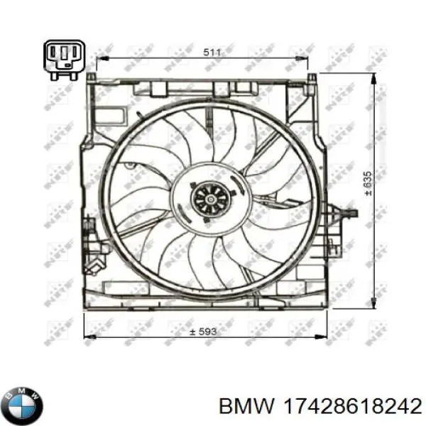 17428618242 BMW difusor de radiador, aire acondicionado, completo con motor y rodete