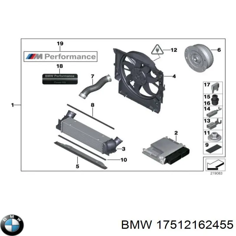 17512162455 BMW radiador de aire de admisión