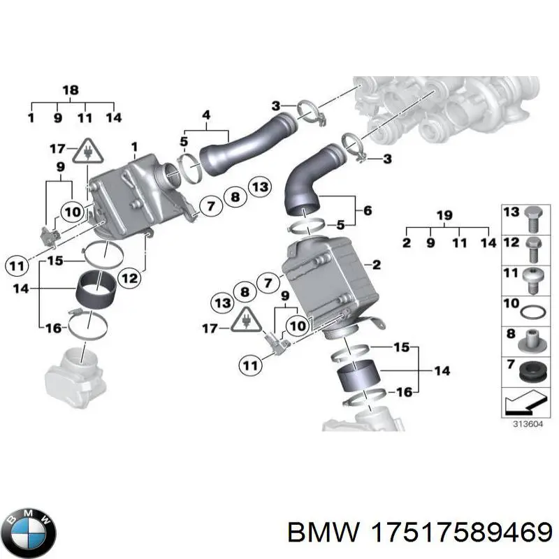 Radiador de aire de admisión BMW 17517589469 precio, desde 304,92 EUR