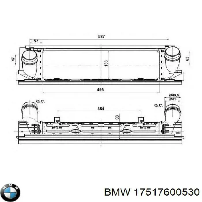 17517600530 BMW Radiador de intercooler