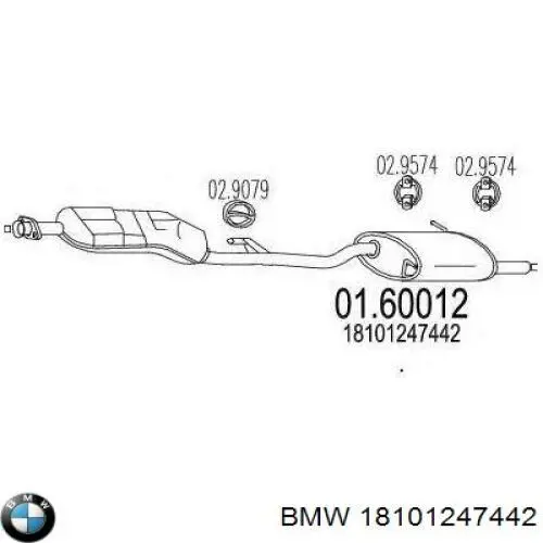 18101247442 BMW silenciador central/posterior