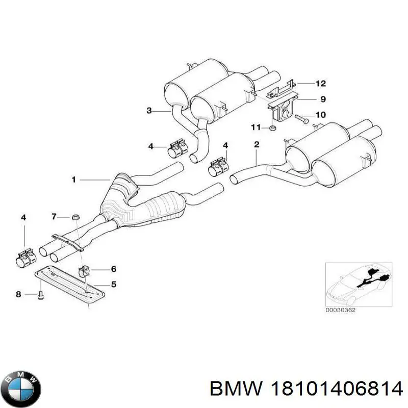 18101406814 BMW silenciador del medio