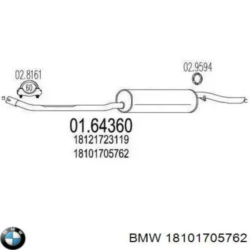 18101705762 BMW silenciador posterior