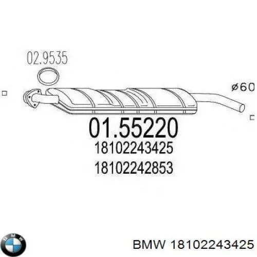 18102242169 BMW silenciador delantero