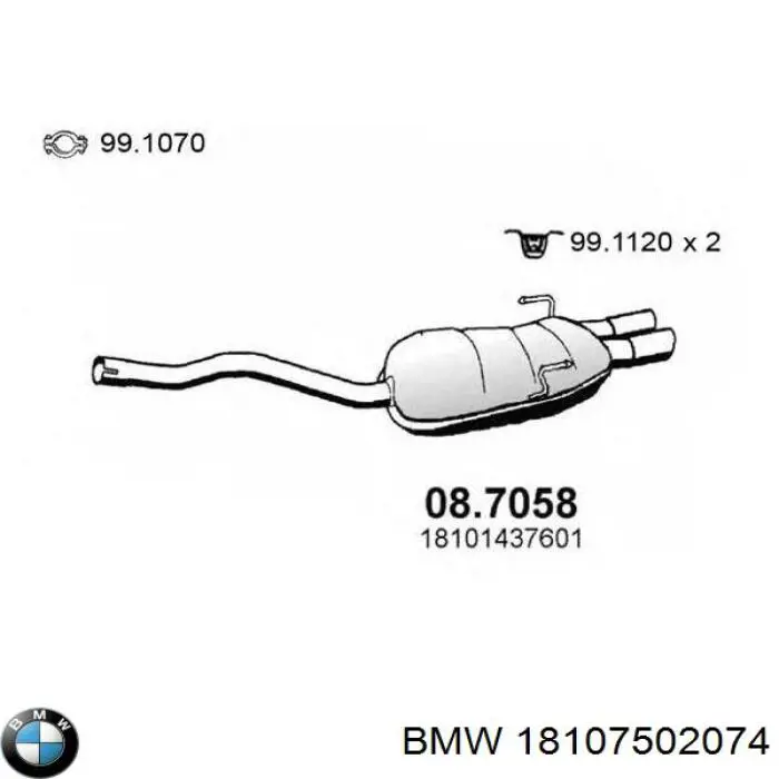 18107502074 BMW silenciador del medio