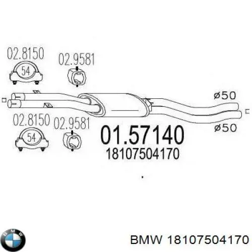 18107504170 BMW silenciador del medio