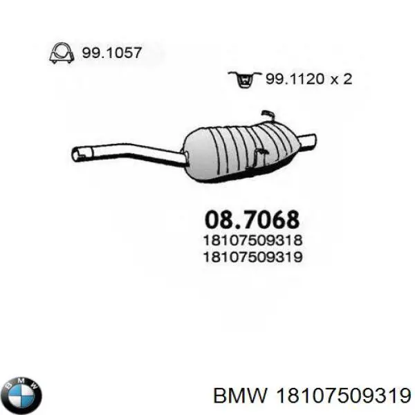 Silenciador trasero BMW 18107509319 precio, desde 130,81 EUR
