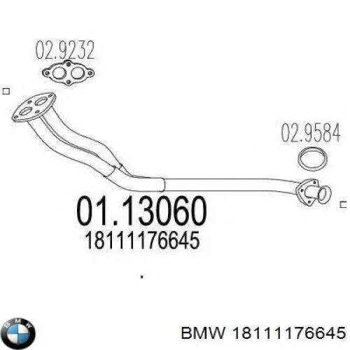 18111176645 BMW tubo de admisión del silenciador de escape delantero