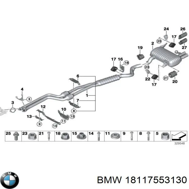 Junta de tubo de escape silenciador BMW 18117553130