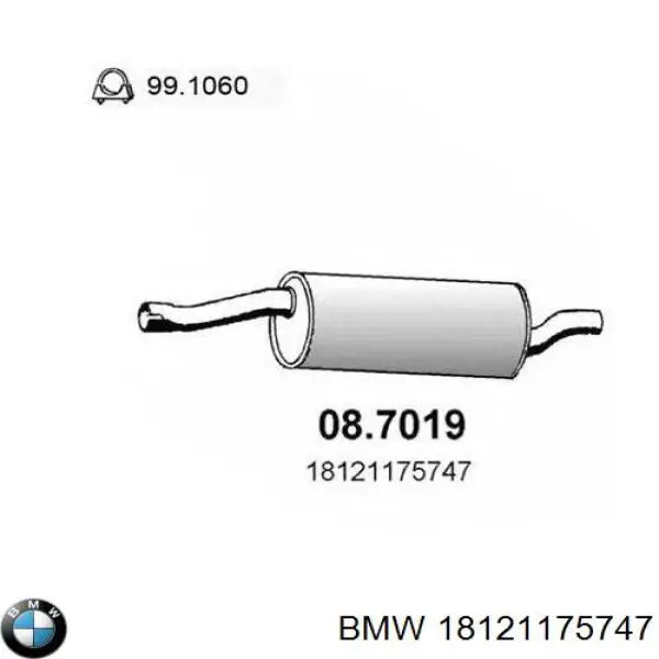 Silenciador trasero 18121175747 BMW