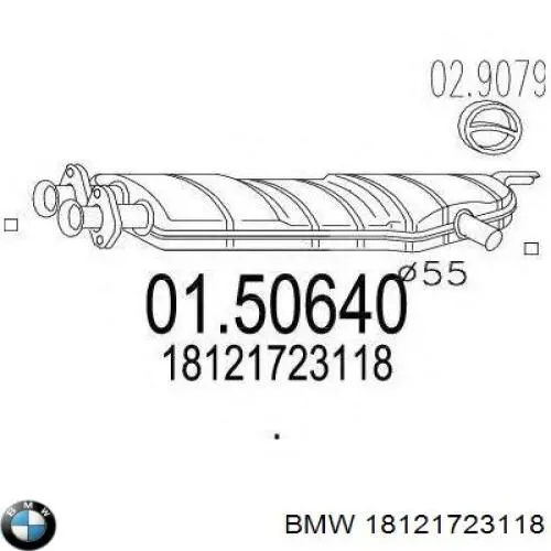 18121723118 BMW silenciador del medio
