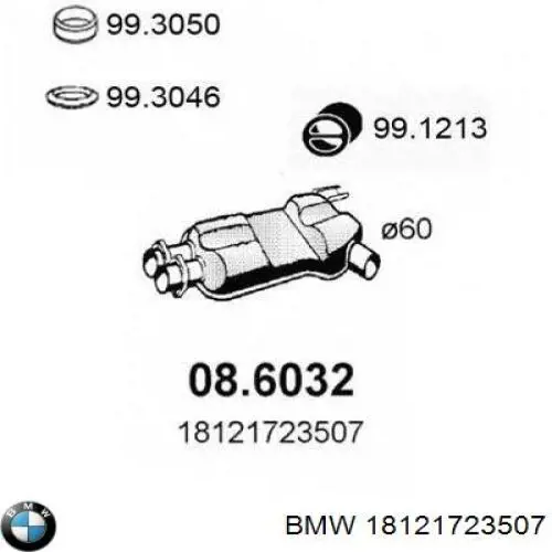 18121723507 BMW silenciador del medio