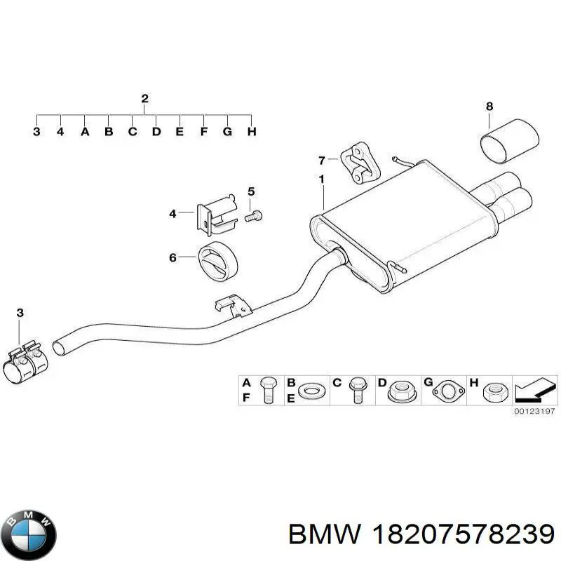 Abrazadera de silenciador delantera BMW 18207578239