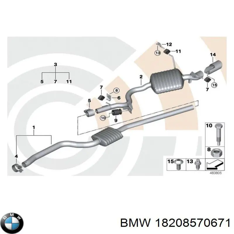 18208570671 BMW abrazadera de silenciador trasera