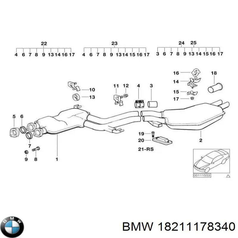 Abrazadera trasera del silenciador BMW 18211178340 precio, desde 7,32 EUR
