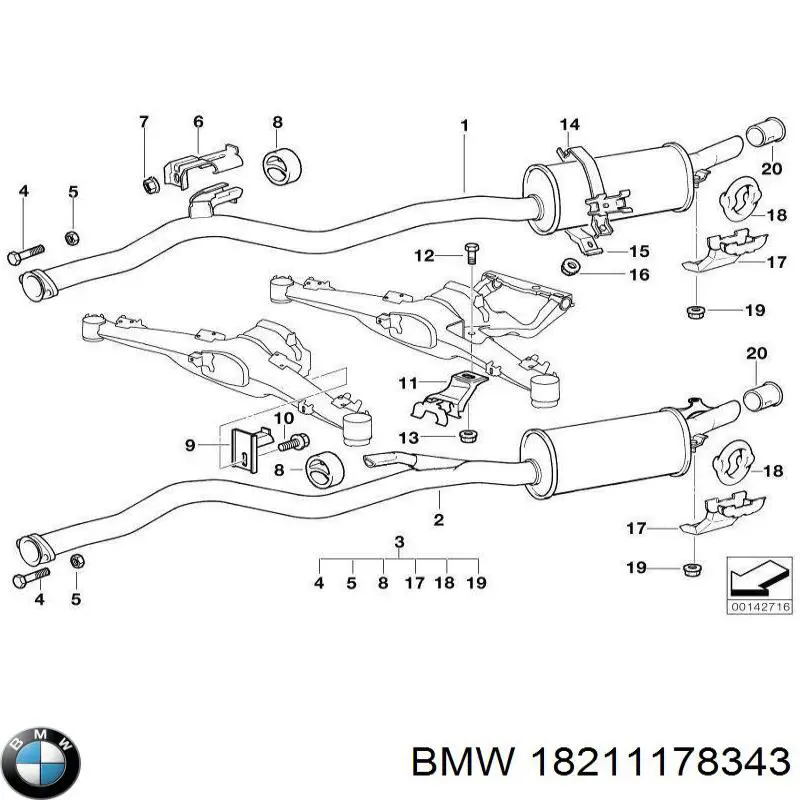 18211178343 BMW abrazadera de silenciador trasera