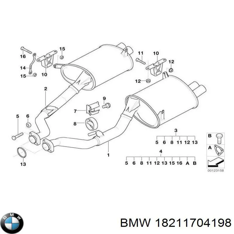 Conector del tubo de escape para BMW 7 (E38)