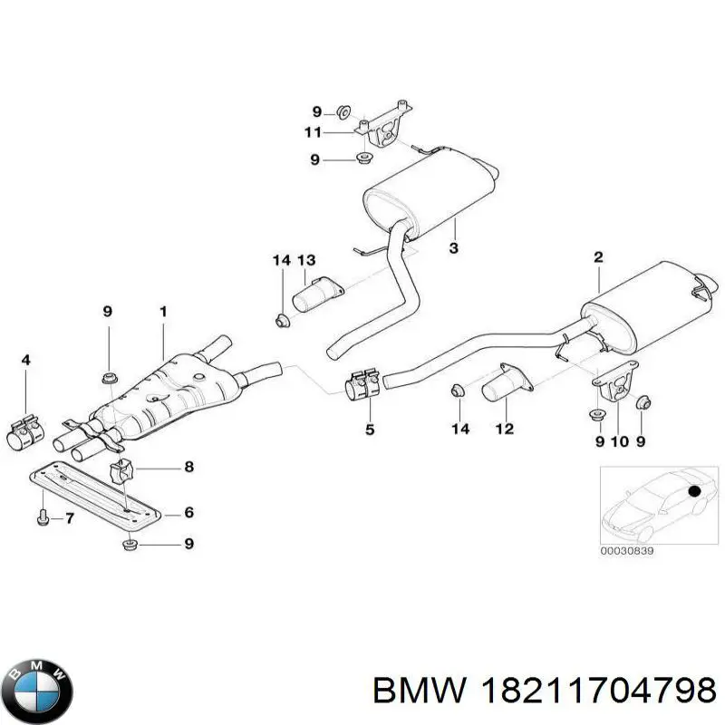 18211704798 BMW soporte, silenciador