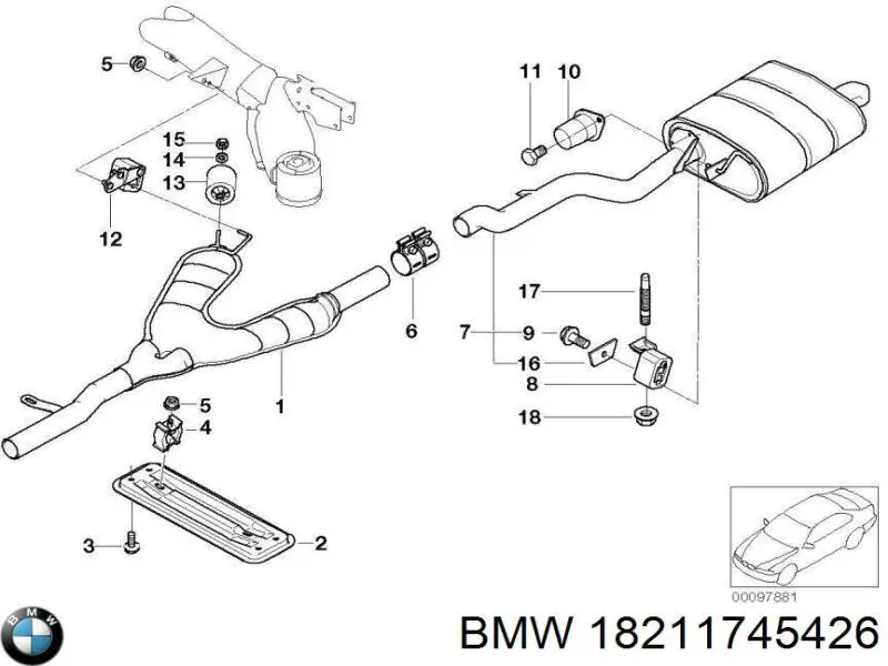 18211745426 BMW soporte, silenciador