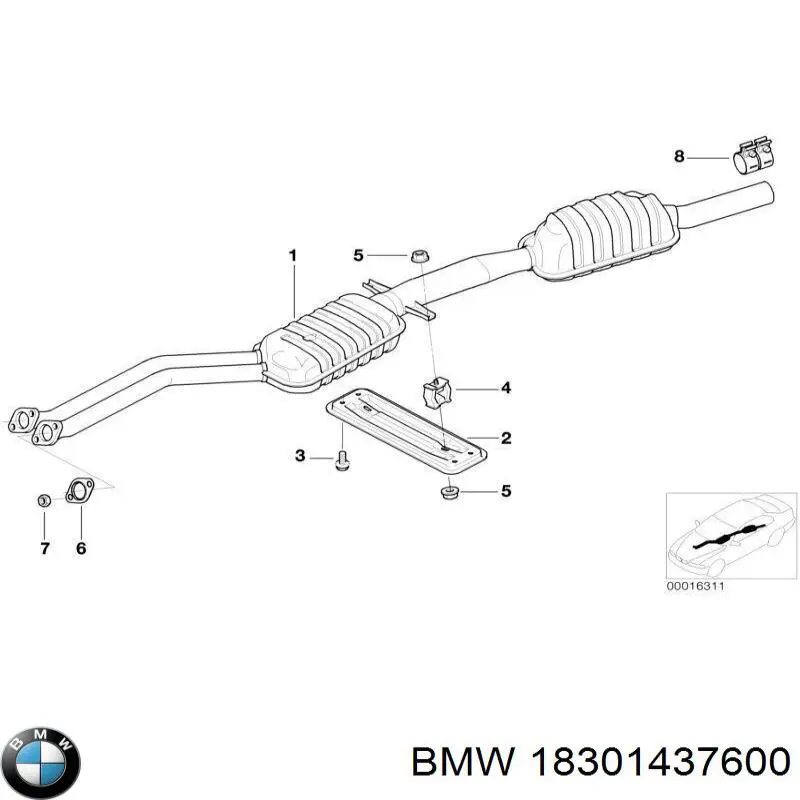 18301437600 BMW silenciador del medio