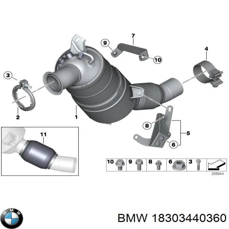Filtro hollín/partículas, sistema escape BMW 18303440360