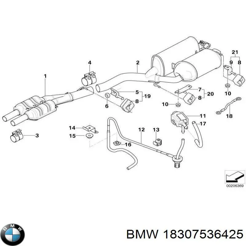 18307536425 BMW abrazadera de silenciador delantera