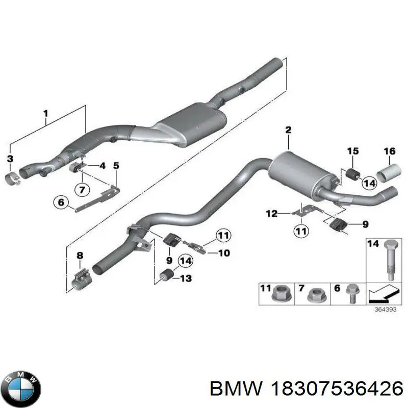 Abrazadera trasera del silenciador BMW 18307536426 precio, desde 11,47 EUR