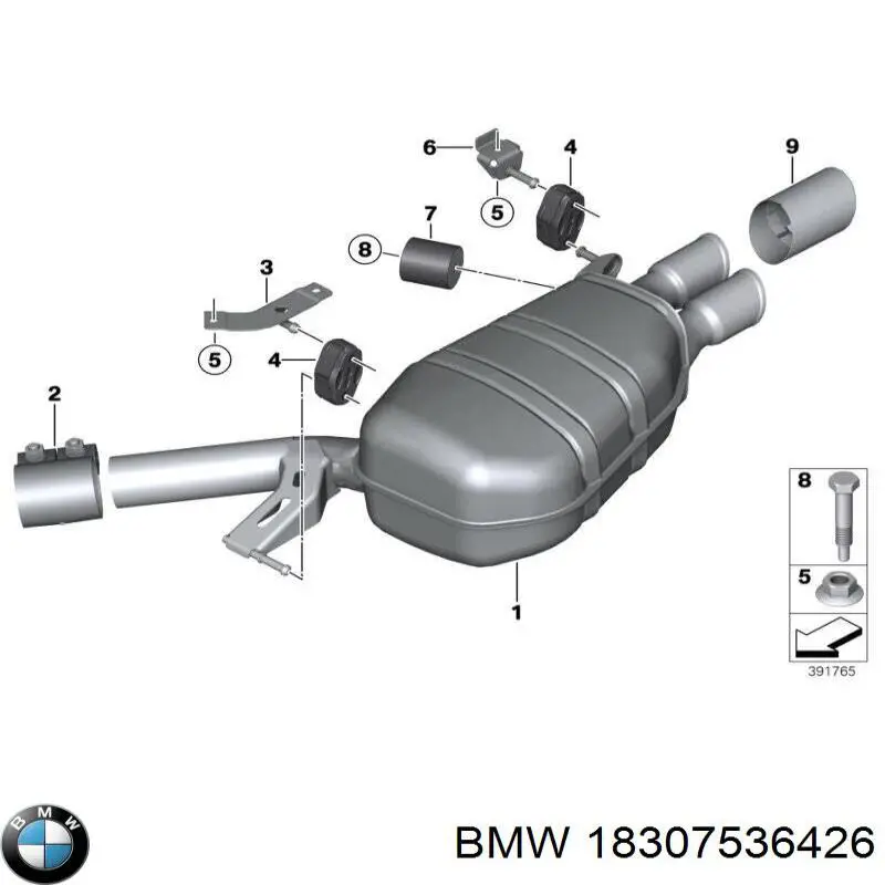 Comprar 18307536426 BMW Abrazadera de tubo de escape trasera