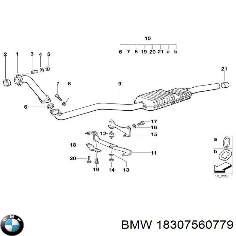 Abrazadera de sujeción delantera 18307560779 BMW